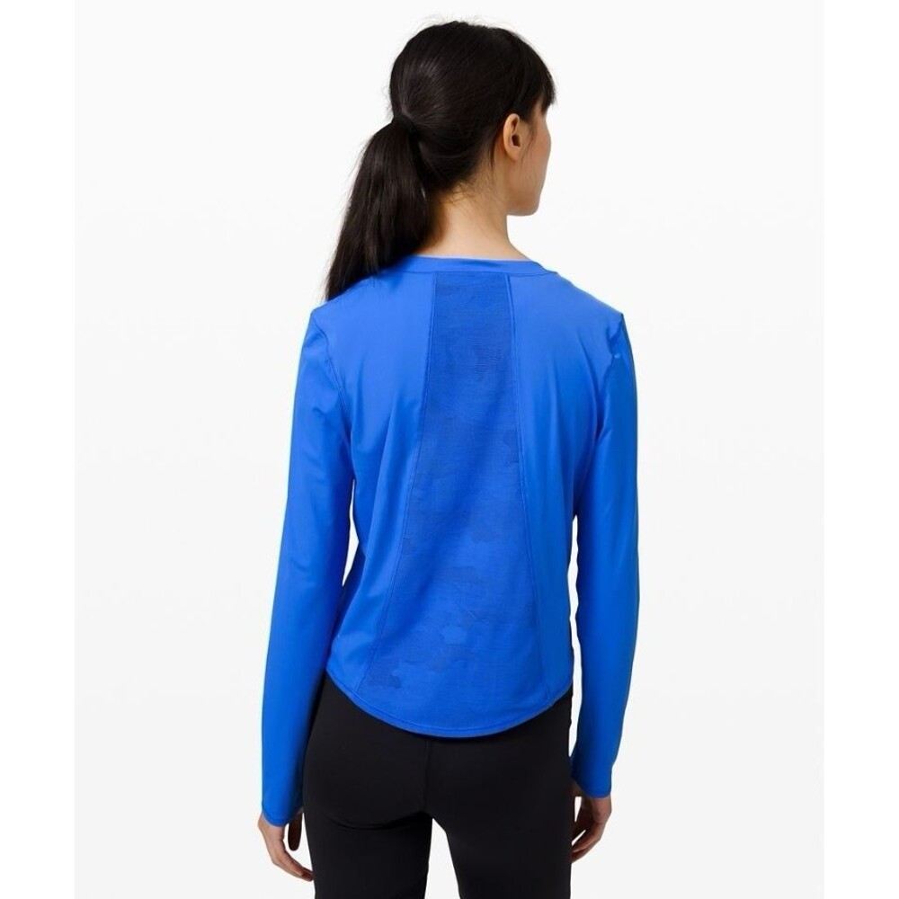 NEW! Lululemon Sheer Will Long Sleeve Camo Wild Bluebell Size 4